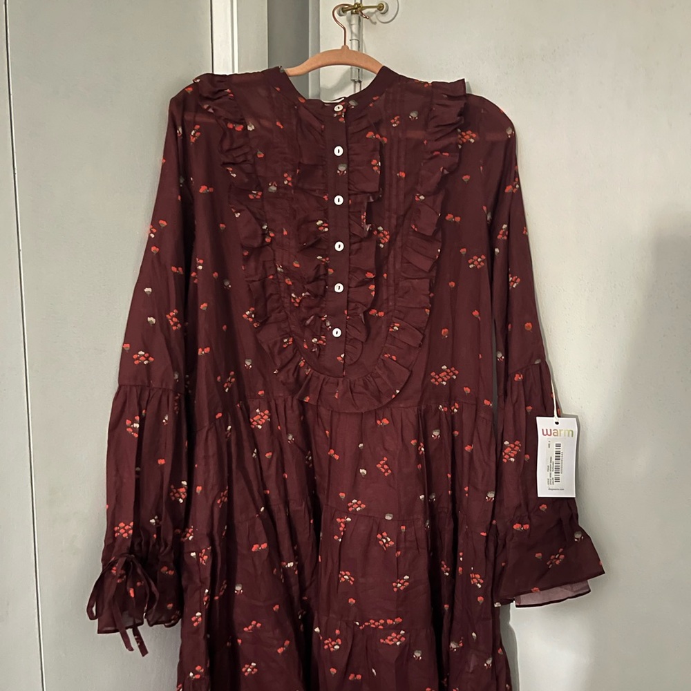 Warm Women's Burgundy Floral Dress
